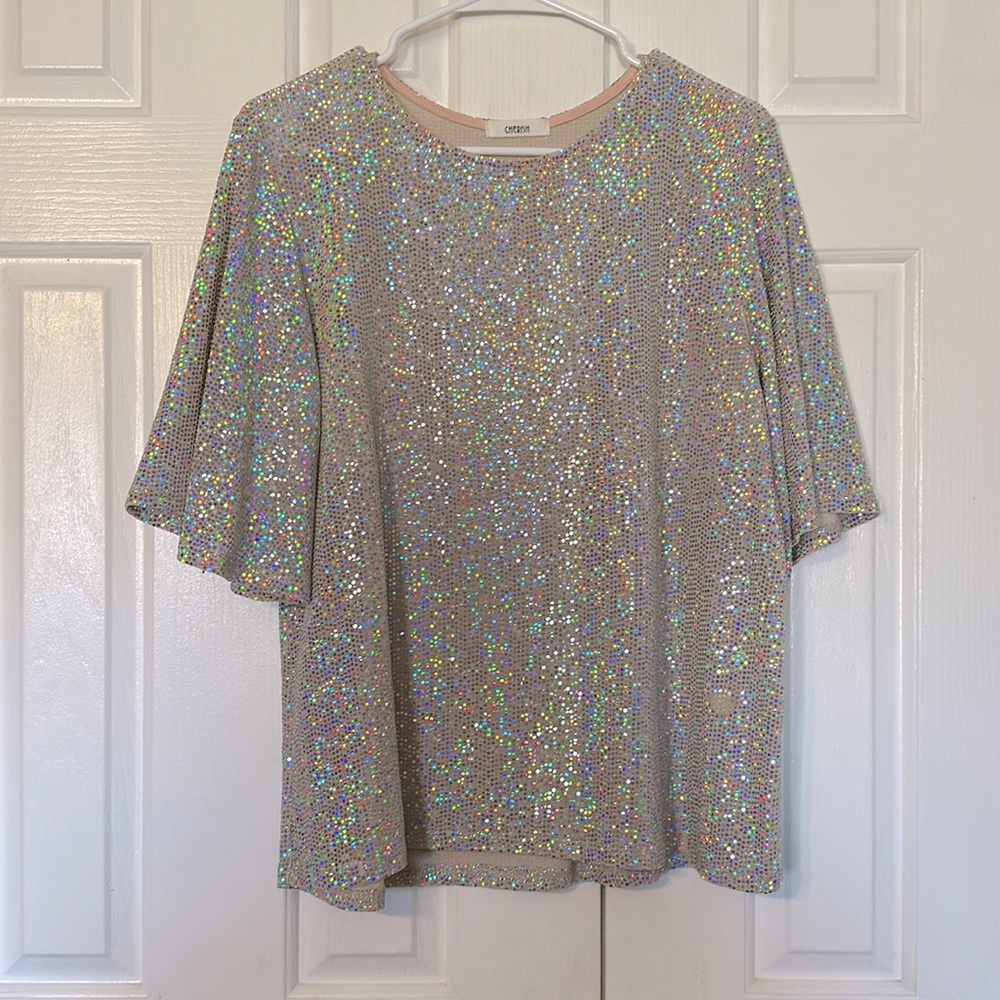 Iridescent sparkle blouse Medium (Oversized)
